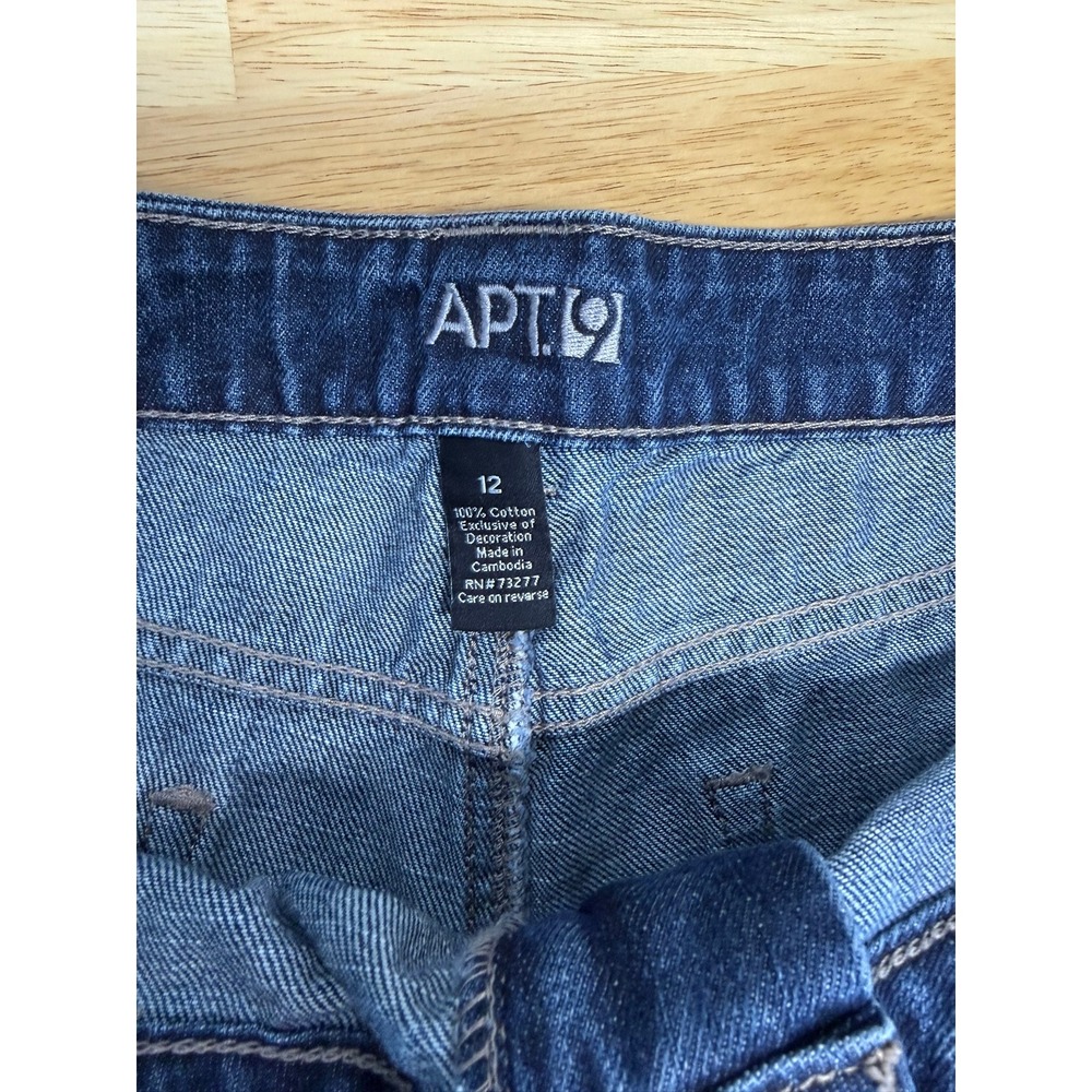 Apt. 9 Womens Distressed Denim Cuffed Jean Shorts Dark Wash Size 12 Cotton